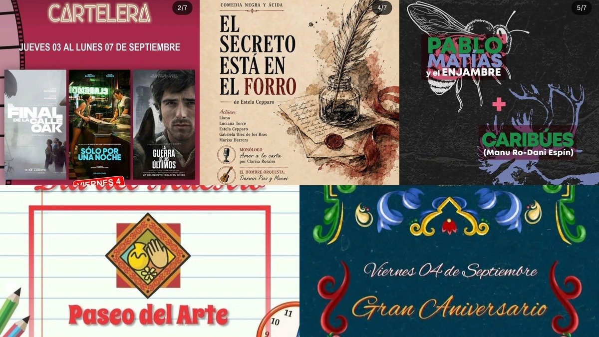 AGENDA CULTURAL EN RIVADAVIA: CINE, TEATRO, MÚSICA Y PASEO DEL ARTE PARA EL FIN DE SEMANA