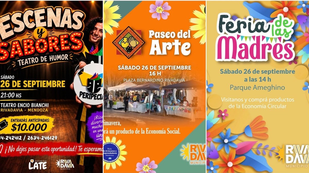 AGENDA DE FIN DE SEMANA EN RIVADAVIA: TEATRO, FERIA DE ARTESANOS Y FERIA DE LAS MADRES