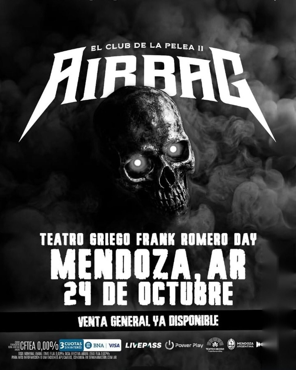 AIRBAG LLEGA AL TEATRO GRIEGO FRANK ROMERO DAY EL 24 DE OCTUBRE CON “EL CLUB DE LA PELEA II”