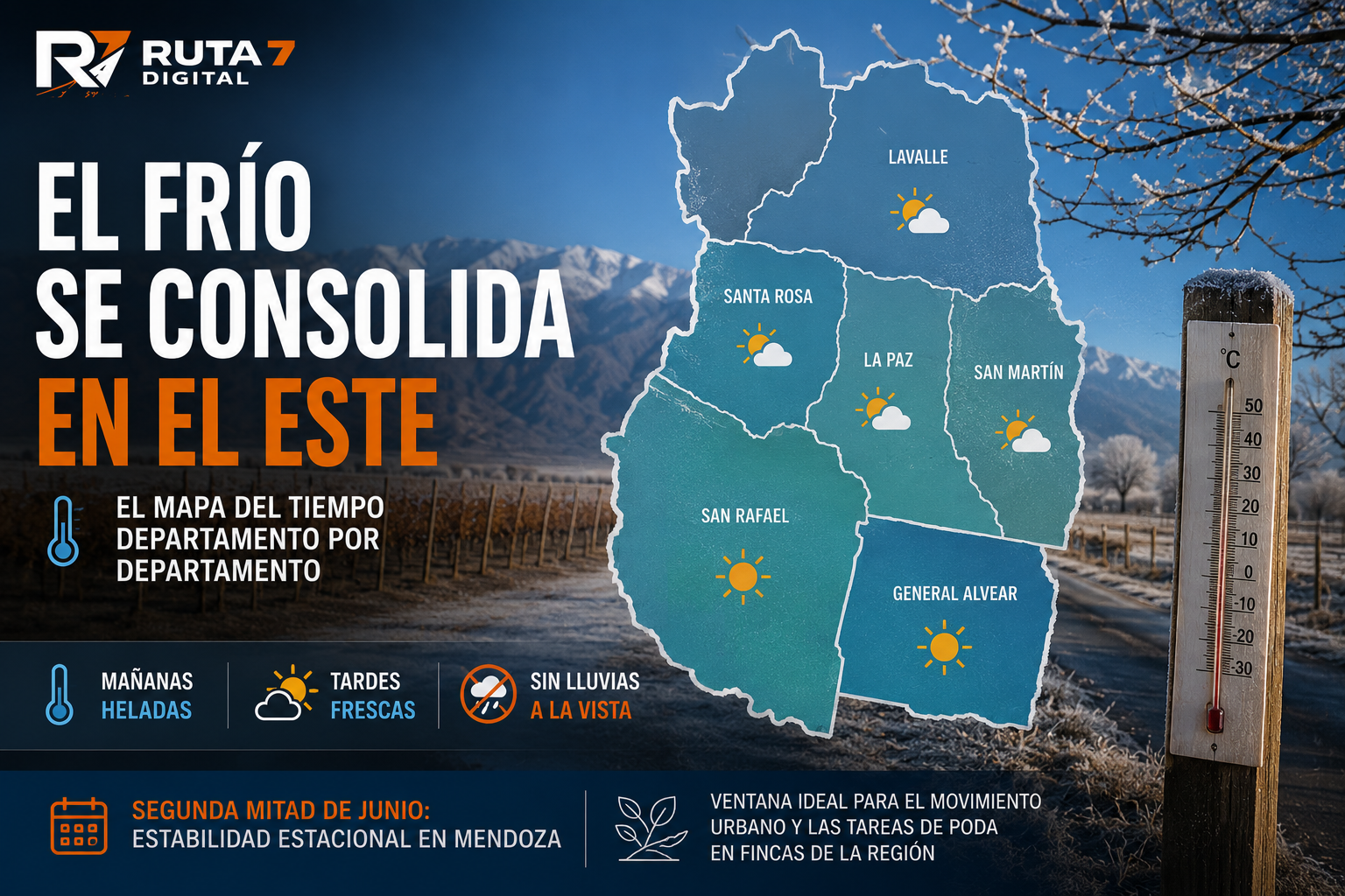 EL FRÍO SE CONSOLIDA EN EL ESTE: el mapa del tiempo departamento por departamento