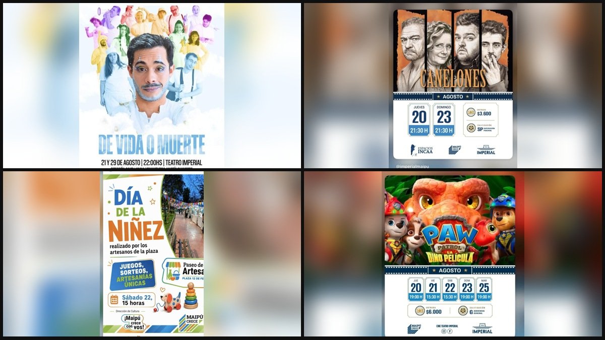 MAIPÚ TIENE AGENDA CULTURAL A FULL: TEATRO, CINE INCAA Y UNA TARDE PARA LAS INFANCIAS