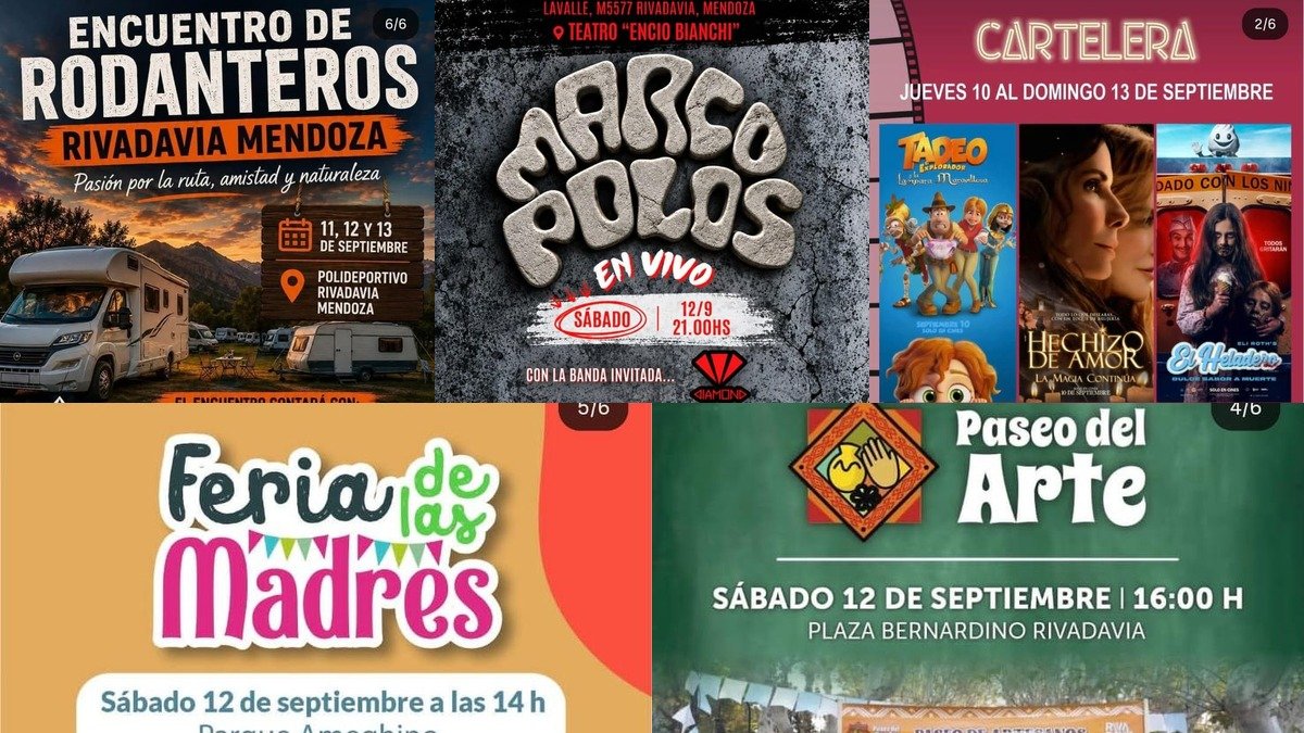 RIVADAVIA TIENE UN FIN DE SEMANA A PURO PLAN: RODANTEROS, FERIA, ARTE, ROCK Y CINE