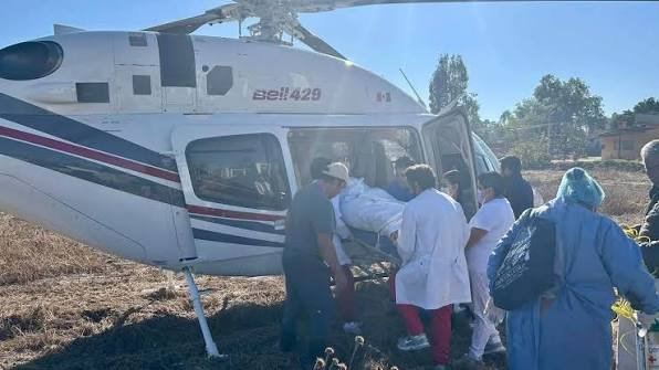 TRASLADARON EN HELICÓPTERO A UN HOMBRE CON QUEMADURAS EN EL 80% DEL CUERPO